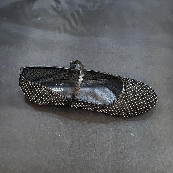 BRAND NEW TOP MODA MESH STUDDED  BUCKLE STRAP COMFORTABLE BALLERINA  FLATS G1 - Picture 6 of 16